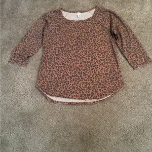 New Directions Brown Leopard Print Blouse